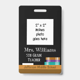 Faux Chalkboard Middle School Teacher ID Badge 