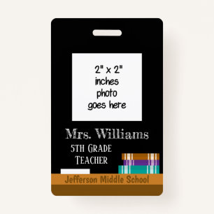 Faux Chalkboard Middle School Teacher ID Badge 