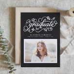 Faux Chalkboard Rustic Script Photo Graduation Invitation<br><div class="desc">Let’s celebrate the graduate! Invite guests to your graduation with our Rustic Whimsical Calligraphy Graduation Photo Invitation. This photo graduation invitation features rustic calligraphy and a personalized photo to make your announcement uniquely yours. This custom graduation invitation is perfect for sending out to friends and family, whether you’re throwing a...</div>