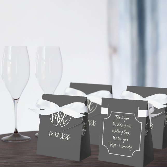Faux Chalkboard Wedding Thank You Favour Box (Add your short thank you message on the reverse and your initials/wedding day to the front)