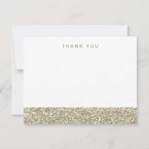 Faux Champagne Gold Glitter Thank You Card