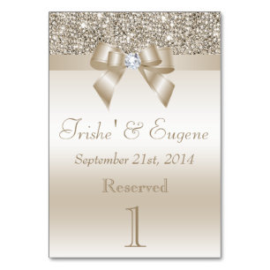 Faux Champagne Sequins and Bows Table Number
