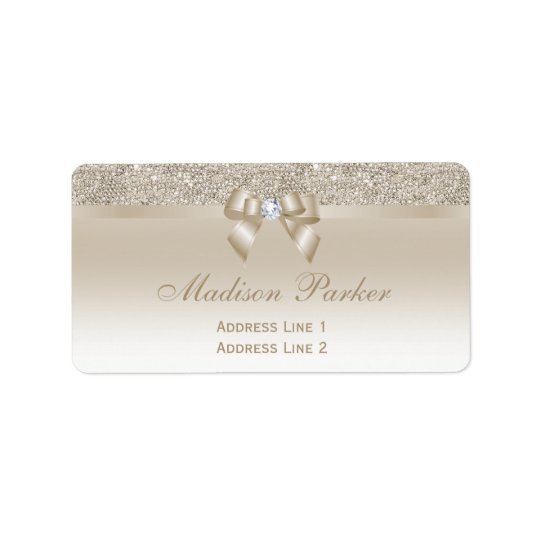 Faux Champagne Sequins Bow Ribbon Diamond
