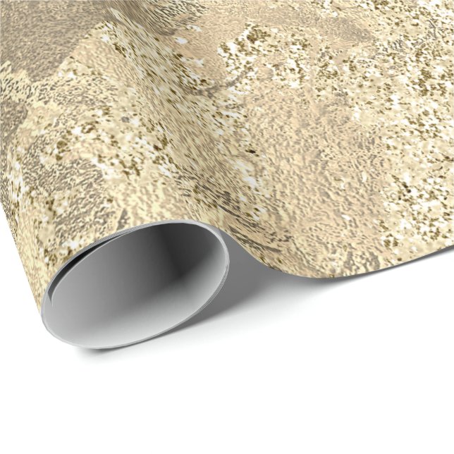 Faux Champaigne Gold Marble Metallic Stroke Wrapping Paper (Roll Corner)