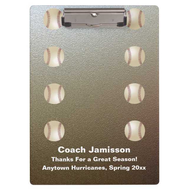 Faux Chrome, Baseball Coach Thank You, Name,  Clipboard (Front)