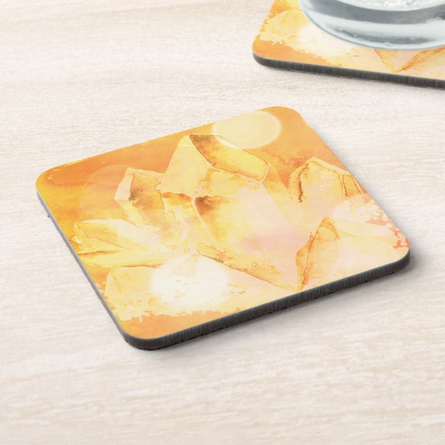 *~* Faux Citrine Chakra Crystal Energy Healing Coaster (Left Side)