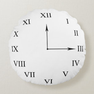 Faux Clock Face Round Pillow