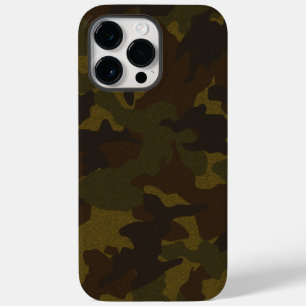 Faux Cloth Brown & Green Camo Background Military iPhone 14 Pro Max Case