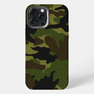 Faux Cloth Green Camo Military Camouflage Pattern iPhone 13 Pro Max Case