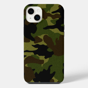 Faux Cloth Green Camo Pattern Military Background iPhone 14 Plus Case