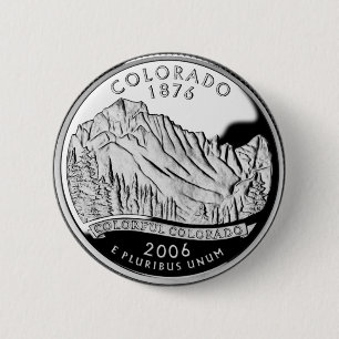 Faux Colorado State Quarter Rocky Mountains Trees 2 Inch Round Button