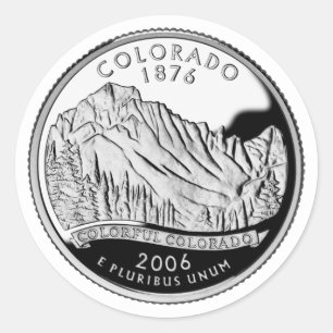 Faux Colorado State Quarter Rocky Mountains Trees Classic Round Sticker