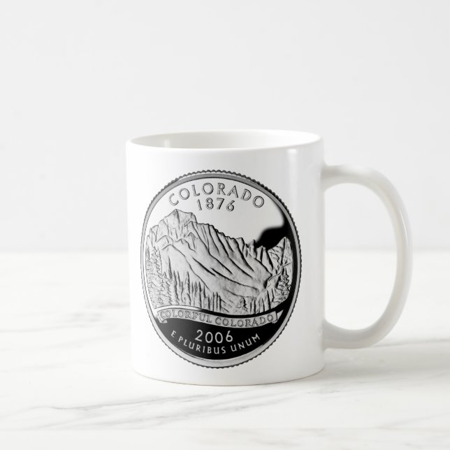 Faux Colorado State Quarter Rocky Mountains Trees Coffee Mug (Right)