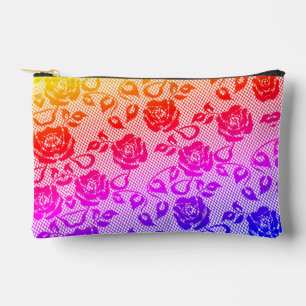 Faux Colourful Rose Lace Fishnet Accessory Pouch