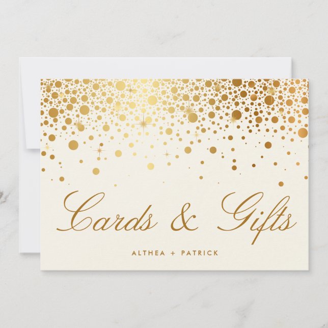 Faux Confettis en Feuille d'Or | Cartes et Cadeaux (Devant)