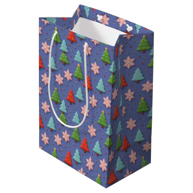 Faux Cookies in Clay Christmas Gift Wrap Medium Gift Bag (Back Angled)