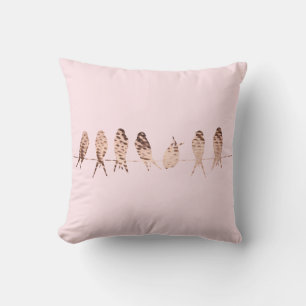 Faux Copper Birds on Wire Art   Throw Pillow