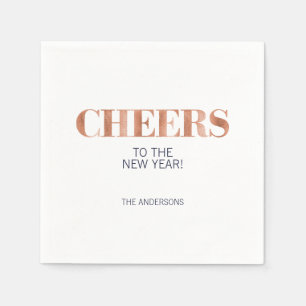 Faux Copper Foil Cheers New Year's Paper Napkin