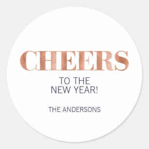 Faux Copper Foil Cheers New Year's Sticker