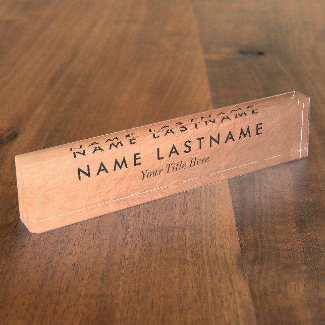 Faux Copper Foil Custom Desk Nameplate (Side)