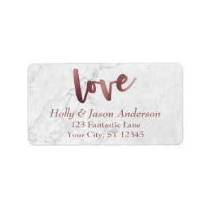 Faux Copper Foil Love Bold Script & White Marble Label