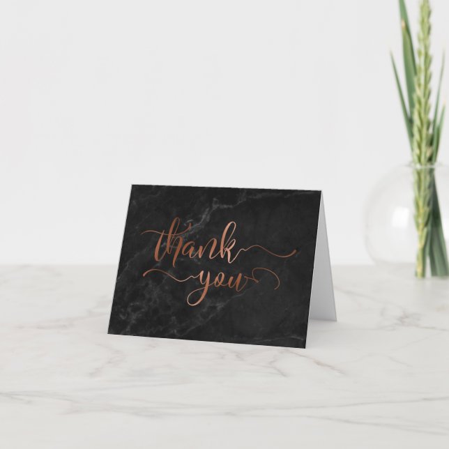 Faux Copper Foil Script Thank You & Black Marble (Front)