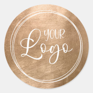 Faux Copper Gold Foil Logo Classic Round Sticker