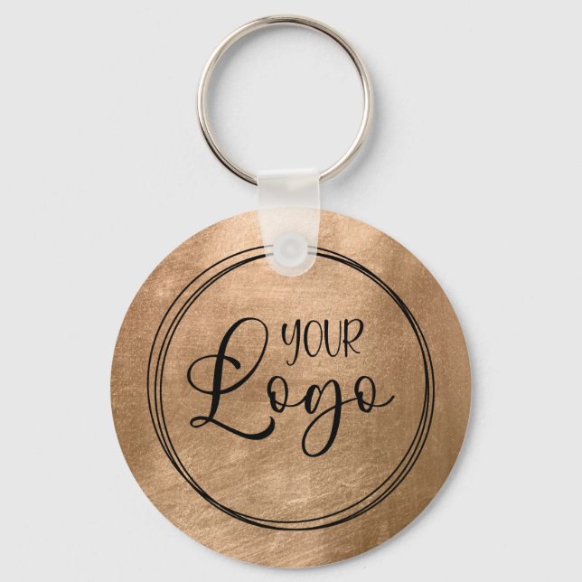 Faux Copper Gold Foil Your Logo Keychain (Front)