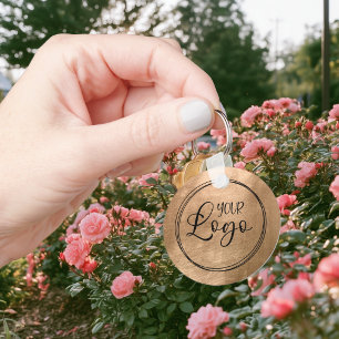 Faux Copper Gold Foil Your Logo Keychain