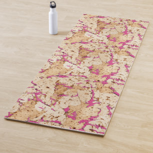 Faux Cork with Pink Marble Inserts Yoga Mat