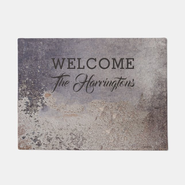 Faux Corroded Metal custom text door mats (Front)