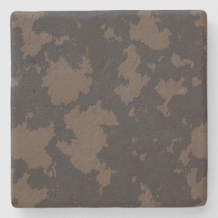 Faux Cow Print Black and Brown Stone Coaster