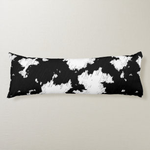 Faux Cow Print Black and White Body Pillow