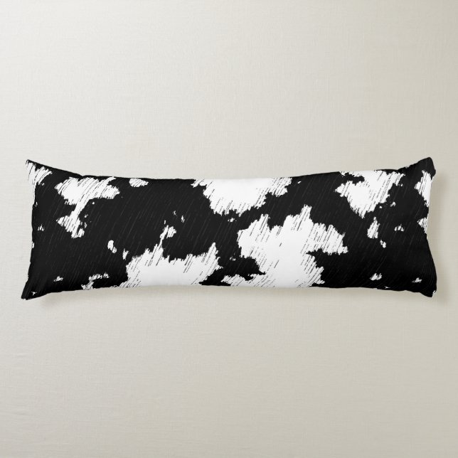 Faux Cow Print Black and White Body Pillow (Front)