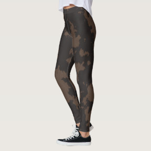Faux Cow Print, Dark Brown and Brown  Leggings