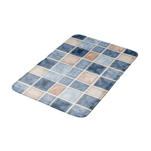 Faux Cream Denim Blue Jean Bridal Shower Bath Mat