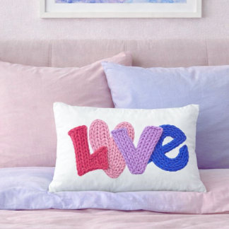 Faux Crochet Love Accent Pillow