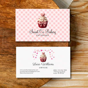 Faux Crochet Love Cupcake Bakery Business Card