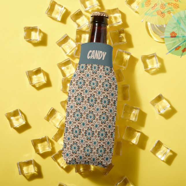 Faux Crochet Teal Cream Bottle Cooler (In Situ Summer)