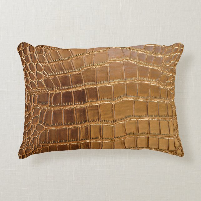 Faux Crocodile Leather Animal Skin Pattern Accent Pillow (Front)
