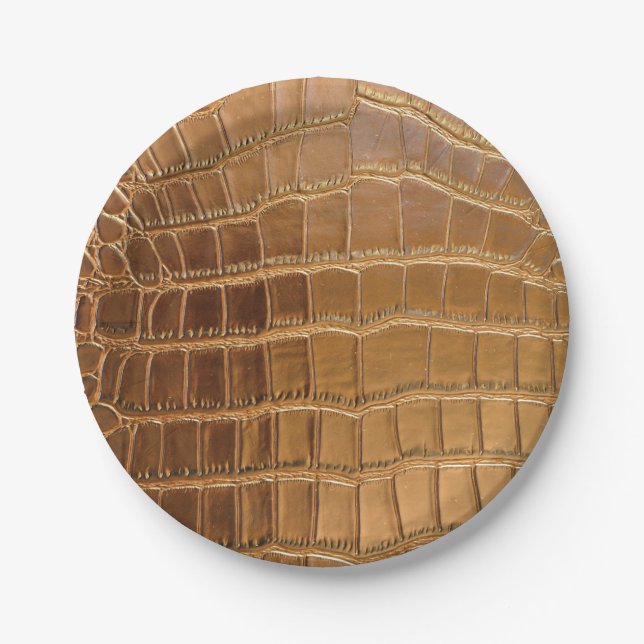 Faux Crocodile Leather Animal Skin Pattern Paper Plate (Front)