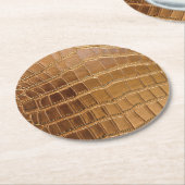 Faux Crocodile Leather Animal Skin Pattern Round Paper Coaster (Angled)