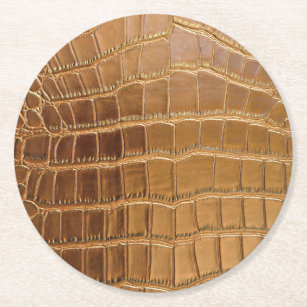 Faux Crocodile Leather Animal Skin Pattern Round Paper Coaster