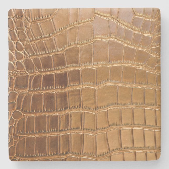 Faux Crocodile Leather Animal Skin Pattern Stone Coaster (Front)