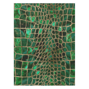 Faux Crocodile texture Malachite and gold Tablecloth