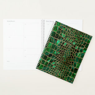 Faux Crocodile texture Malachite et or