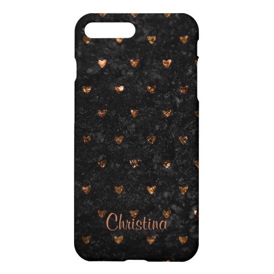 Faux Crushed Velvet Metallic Petite Copper Hearts iPhone 8 Plus/7 Plus Case