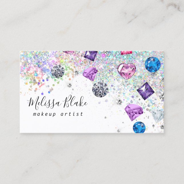 faux crystals and glitter business card (Front)