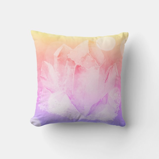 *~* Faux Crystals Rose Quartz & Lavender Throw Pillow (Front)