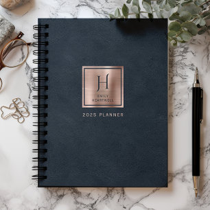 Faux Cuir Bleu Marine Rose Gold Monogram 2025